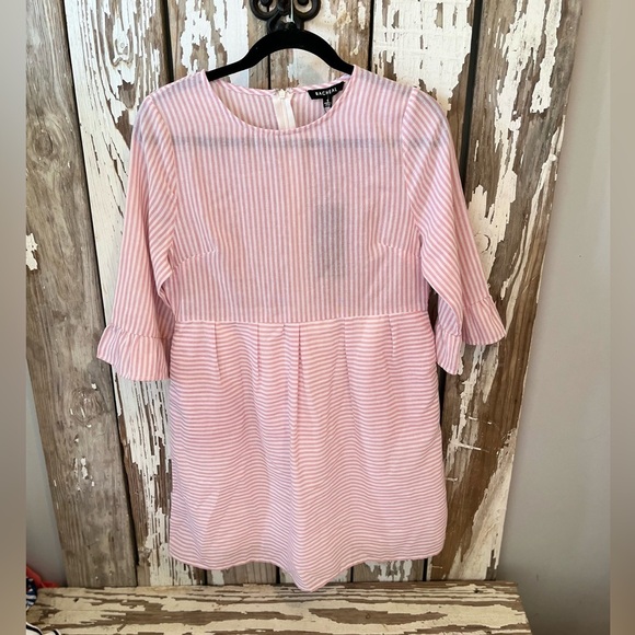 Rachel Pink Striped Dress Ruffle sleeves size small NWT - Picture 4 of 8